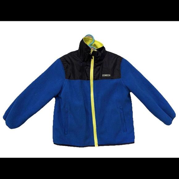 OSHKOSH B'GOSH Boys Blue "REVERSIBLE" Fleece Windbreaker Jacket 4T MSRP $48.00 - Picture 1 of 4